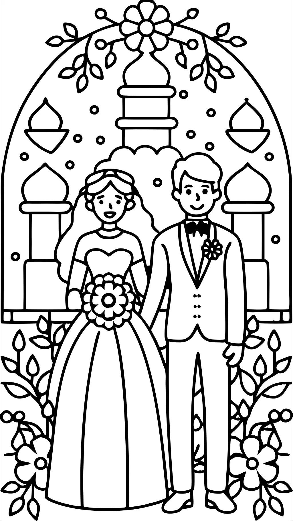 bride and groom coloring page